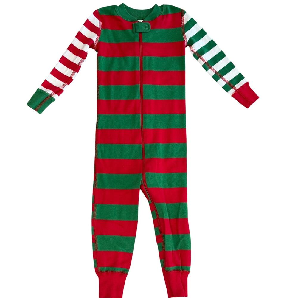 Hanna Andersson Christmas Stripe Pajamas Sleeper 2T Organic Cotton